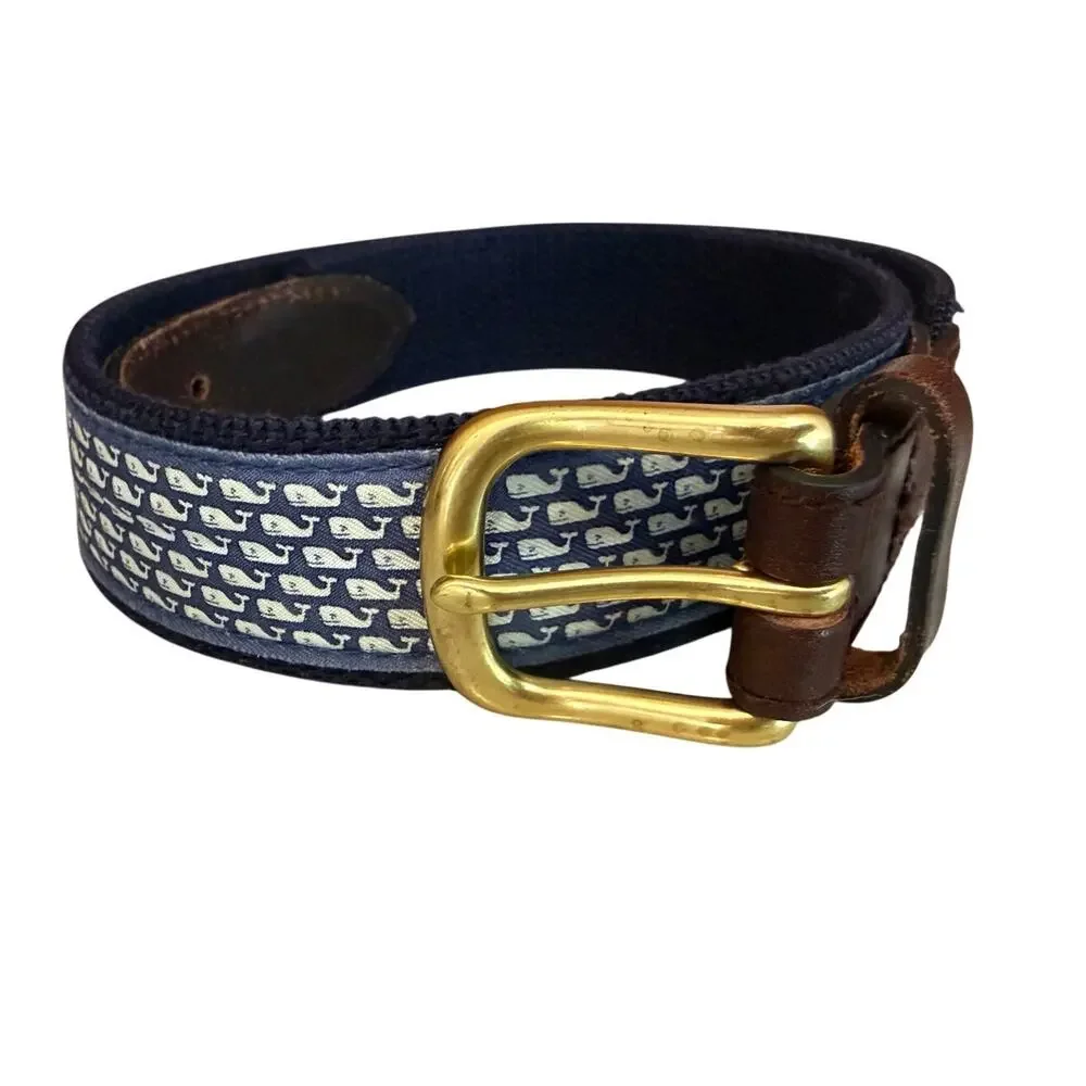 Vineyard Vines Kids Canvas Belt Whale Print